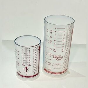 Pampered Chef Measure All 1 & 2 Cup Wet Dry Solid Measuring Cup Push Up Set Of 2